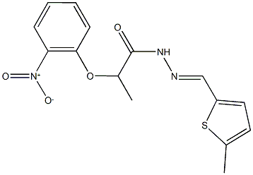 2-{2-nitrophenoxy}-N'-[(5-methyl-2-thienyl)methylene]propanohydrazide Struktur