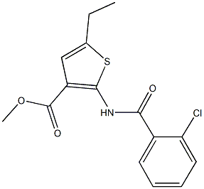 methyl 2-[(2-chlorobenzoyl)amino]-5-ethyl-3-thiophenecarboxylate Struktur