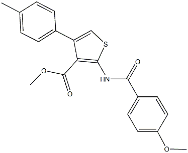 methyl 2-[(4-methoxybenzoyl)amino]-4-(4-methylphenyl)thiophene-3-carboxylate Struktur