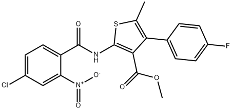 methyl 2-({4-chloro-2-nitrobenzoyl}amino)-4-(4-fluorophenyl)-5-methylthiophene-3-carboxylate Struktur