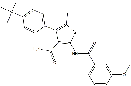 4-(4-tert-butylphenyl)-2-[(3-methoxybenzoyl)amino]-5-methylthiophene-3-carboxamide Struktur