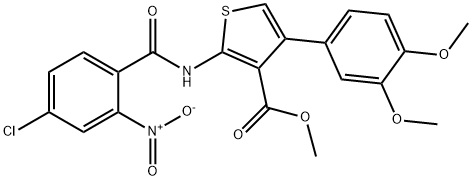 methyl 2-({4-chloro-2-nitrobenzoyl}amino)-4-(3,4-dimethoxyphenyl)thiophene-3-carboxylate Struktur