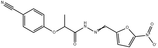 2-(4-cyanophenoxy)-N'-({5-nitro-2-furyl}methylene)propanohydrazide Struktur