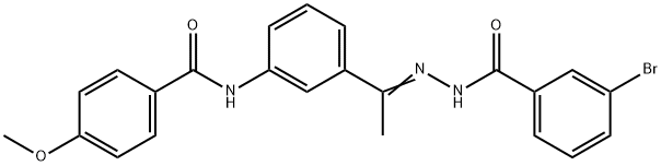 N-{3-[N-(3-bromobenzoyl)ethanehydrazonoyl]phenyl}-4-methoxybenzamide Struktur