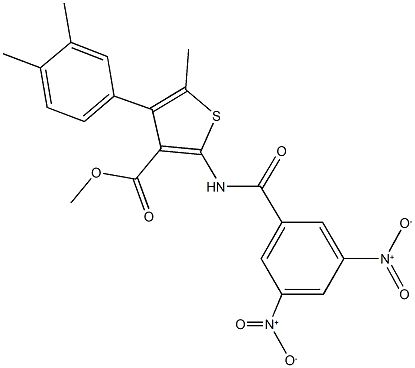 methyl 2-({3,5-bisnitrobenzoyl}amino)-4-(3,4-dimethylphenyl)-5-methylthiophene-3-carboxylate Struktur