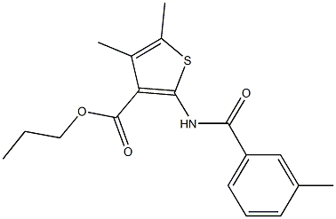 propyl 4,5-dimethyl-2-[(3-methylbenzoyl)amino]thiophene-3-carboxylate Struktur