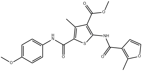 methyl 5-[(4-methoxyanilino)carbonyl]-4-methyl-2-[(2-methyl-3-furoyl)amino]thiophene-3-carboxylate Struktur