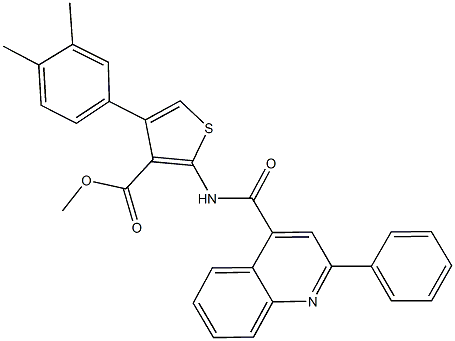 methyl 4-(3,4-dimethylphenyl)-2-{[(2-phenylquinolin-4-yl)carbonyl]amino}thiophene-3-carboxylate Struktur