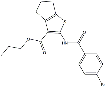 propyl 2-[(4-bromobenzoyl)amino]-5,6-dihydro-4H-cyclopenta[b]thiophene-3-carboxylate Struktur