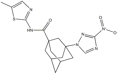 3-{3-nitro-1H-1,2,4-triazol-1-yl}-N-(5-methyl-1,3-thiazol-2-yl)-1-adamantanecarboxamide Struktur