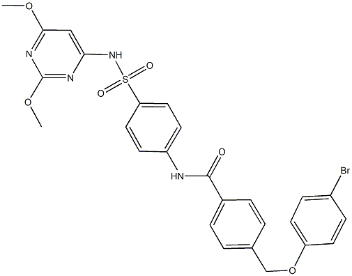 4-[(4-bromophenoxy)methyl]-N-(4-{[(2,6-dimethoxy-4-pyrimidinyl)amino]sulfonyl}phenyl)benzamide Struktur