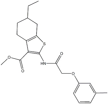 methyl 6-ethyl-2-{[(3-methylphenoxy)acetyl]amino}-4,5,6,7-tetrahydro-1-benzothiophene-3-carboxylate Struktur