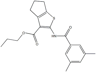 propyl 2-[(3,5-dimethylbenzoyl)amino]-5,6-dihydro-4H-cyclopenta[b]thiophene-3-carboxylate Struktur