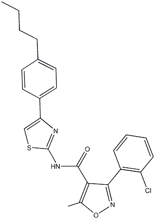 N-[4-(4-butylphenyl)-1,3-thiazol-2-yl]-3-(2-chlorophenyl)-5-methyl-4-isoxazolecarboxamide Struktur