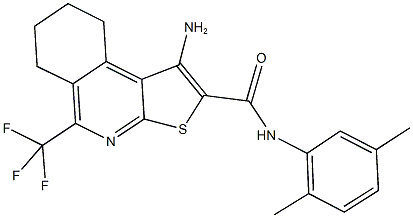 1-amino-N-(2,5-dimethylphenyl)-5-(trifluoromethyl)-6,7,8,9-tetrahydrothieno[2,3-c]isoquinoline-2-carboxamide Struktur