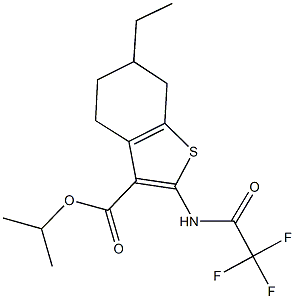 isopropyl 6-ethyl-2-[(trifluoroacetyl)amino]-4,5,6,7-tetrahydro-1-benzothiophene-3-carboxylate Struktur