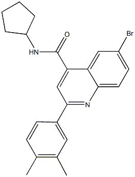 6-bromo-N-cyclopentyl-2-(3,4-dimethylphenyl)quinoline-4-carboxamide Struktur