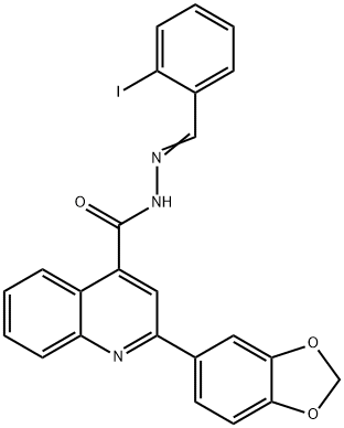 2-(1,3-benzodioxol-5-yl)-N'-(2-iodobenzylidene)-4-quinolinecarbohydrazide Struktur