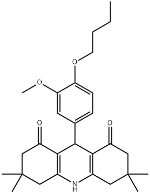 9-(4-butoxy-3-methoxyphenyl)-3,3,6,6-tetramethyl-3,4,6,7,9,10-hexahydro-1,8(2H,5H)-acridinedione Struktur