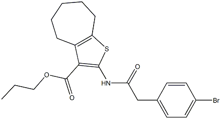 propyl 2-{[(4-bromophenyl)acetyl]amino}-5,6,7,8-tetrahydro-4H-cyclohepta[b]thiophene-3-carboxylate Struktur