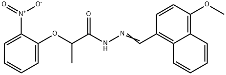 2-{2-nitrophenoxy}-N'-[(4-methoxy-1-naphthyl)methylene]propanohydrazide Struktur