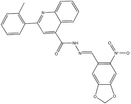 N'-({6-nitro-1,3-benzodioxol-5-yl}methylene)-2-(2-methylphenyl)-4-quinolinecarbohydrazide Struktur