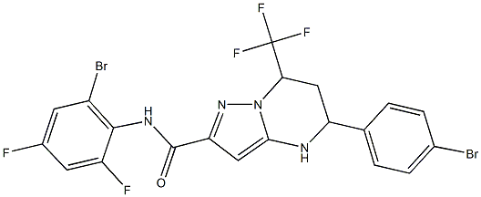 N-(2-bromo-4,6-difluorophenyl)-5-(4-bromophenyl)-7-(trifluoromethyl)-4,5,6,7-tetrahydropyrazolo[1,5-a]pyrimidine-2-carboxamide Struktur