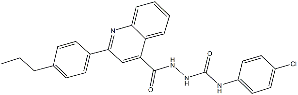 N-(4-chlorophenyl)-2-{[2-(4-propylphenyl)-4-quinolinyl]carbonyl}hydrazinecarboxamide Struktur