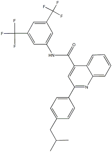 N-[3,5-bis(trifluoromethyl)phenyl]-2-(4-isobutylphenyl)-4-quinolinecarboxamide Struktur