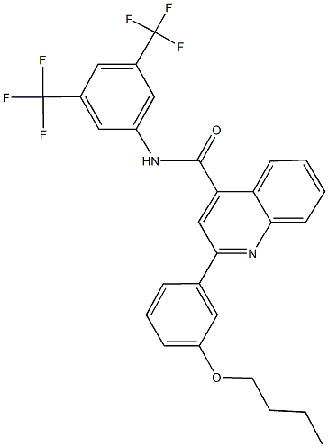 N-[3,5-bis(trifluoromethyl)phenyl]-2-(3-butoxyphenyl)-4-quinolinecarboxamide Struktur