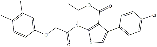 ethyl 4-(4-chlorophenyl)-2-{[(3,4-dimethylphenoxy)acetyl]amino}-3-thiophenecarboxylate Struktur