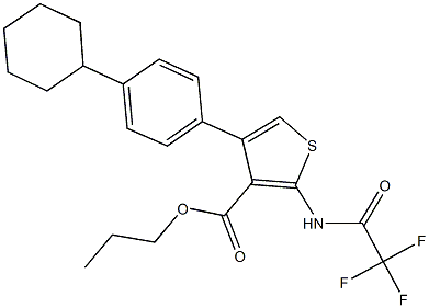 propyl 4-(4-cyclohexylphenyl)-2-[(trifluoroacetyl)amino]-3-thiophenecarboxylate Struktur