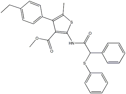 methyl 4-(4-ethylphenyl)-5-methyl-2-{[phenyl(phenylsulfanyl)acetyl]amino}-3-thiophenecarboxylate Struktur