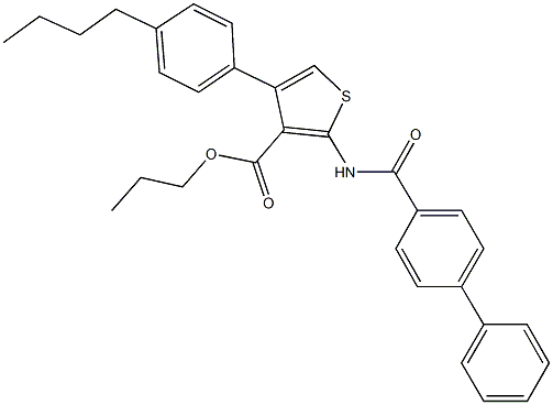 propyl 2-[([1,1'-biphenyl]-4-ylcarbonyl)amino]-4-(4-butylphenyl)-3-thiophenecarboxylate Struktur