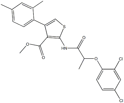 methyl 2-{[2-(2,4-dichlorophenoxy)propanoyl]amino}-4-(2,4-dimethylphenyl)-3-thiophenecarboxylate Struktur