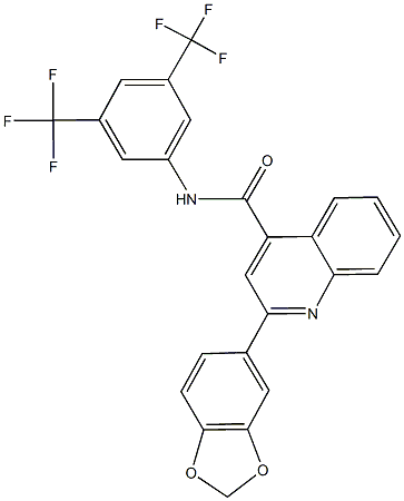 2-(1,3-benzodioxol-5-yl)-N-[3,5-bis(trifluoromethyl)phenyl]-4-quinolinecarboxamide Struktur