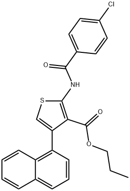 propyl 2-[(4-chlorobenzoyl)amino]-4-(1-naphthyl)-3-thiophenecarboxylate Struktur