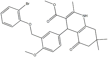 methyl 4-{3-[(2-bromophenoxy)methyl]-4-methoxyphenyl}-2,7,7-trimethyl-5-oxo-1,4,5,6,7,8-hexahydro-3-quinolinecarboxylate Struktur