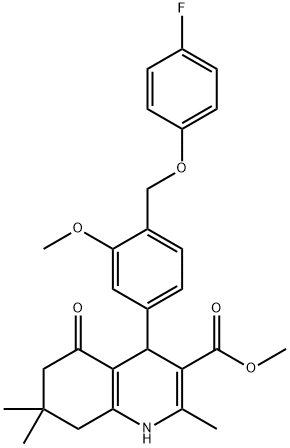 methyl 4-{4-[(4-fluorophenoxy)methyl]-3-methoxyphenyl}-2,7,7-trimethyl-5-oxo-1,4,5,6,7,8-hexahydro-3-quinolinecarboxylate Struktur