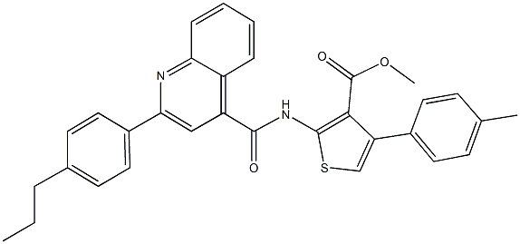 methyl 4-(4-methylphenyl)-2-({[2-(4-propylphenyl)-4-quinolinyl]carbonyl}amino)-3-thiophenecarboxylate Struktur