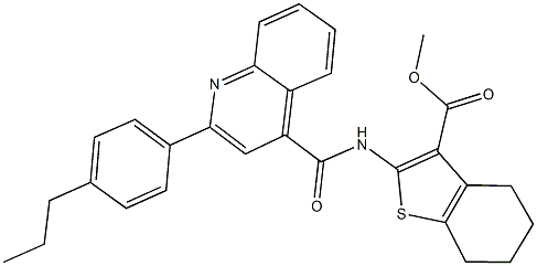 methyl 2-({[2-(4-propylphenyl)-4-quinolinyl]carbonyl}amino)-4,5,6,7-tetrahydro-1-benzothiophene-3-carboxylate Struktur