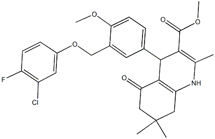 methyl 4-{3-[(3-chloro-4-fluorophenoxy)methyl]-4-methoxyphenyl}-2,7,7-trimethyl-5-oxo-1,4,5,6,7,8-hexahydro-3-quinolinecarboxylate Struktur