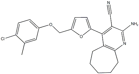 2-amino-4-{5-[(4-chloro-3-methylphenoxy)methyl]-2-furyl}-6,7,8,9-tetrahydro-5H-cyclohepta[b]pyridine-3-carbonitrile Struktur