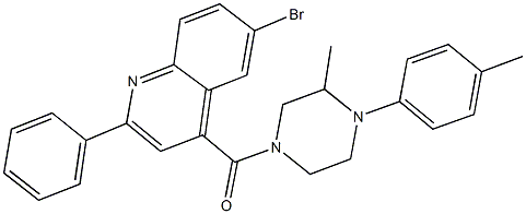 6-bromo-4-{[3-methyl-4-(4-methylphenyl)-1-piperazinyl]carbonyl}-2-phenylquinoline Structure