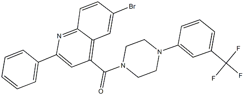 6-bromo-2-phenyl-4-({4-[3-(trifluoromethyl)phenyl]-1-piperazinyl}carbonyl)quinoline Struktur