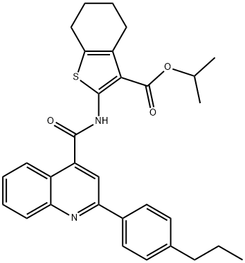 isopropyl 2-({[2-(4-propylphenyl)-4-quinolinyl]carbonyl}amino)-4,5,6,7-tetrahydro-1-benzothiophene-3-carboxylate Struktur