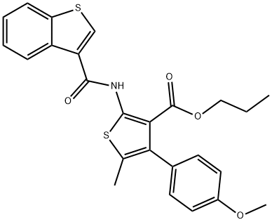 propyl 2-[(1-benzothien-3-ylcarbonyl)amino]-4-(4-methoxyphenyl)-5-methyl-3-thiophenecarboxylate Struktur