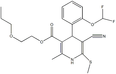 2-propoxyethyl 5-cyano-4-[2-(difluoromethoxy)phenyl]-2-methyl-6-(methylsulfanyl)-1,4-dihydro-3-pyridinecarboxylate Struktur