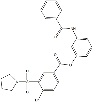 3-[(phenylcarbonyl)amino]phenyl 4-bromo-3-(pyrrolidin-1-ylsulfonyl)benzoate Struktur