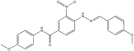 3-nitro-4-[2-(4-methoxybenzylidene)hydrazino]-N-(4-methoxyphenyl)benzamide Struktur